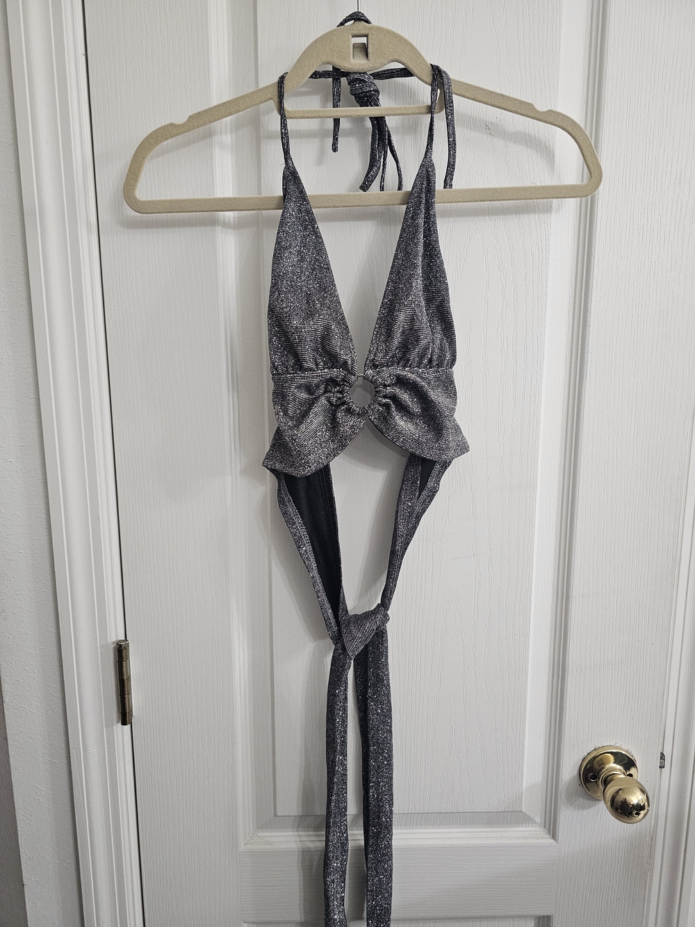 Cider Silver Sparkle Halter Top